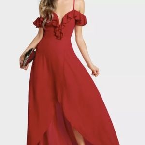 SHEIN Frill Cold Shoulder Plunge Sweetheart Wrap